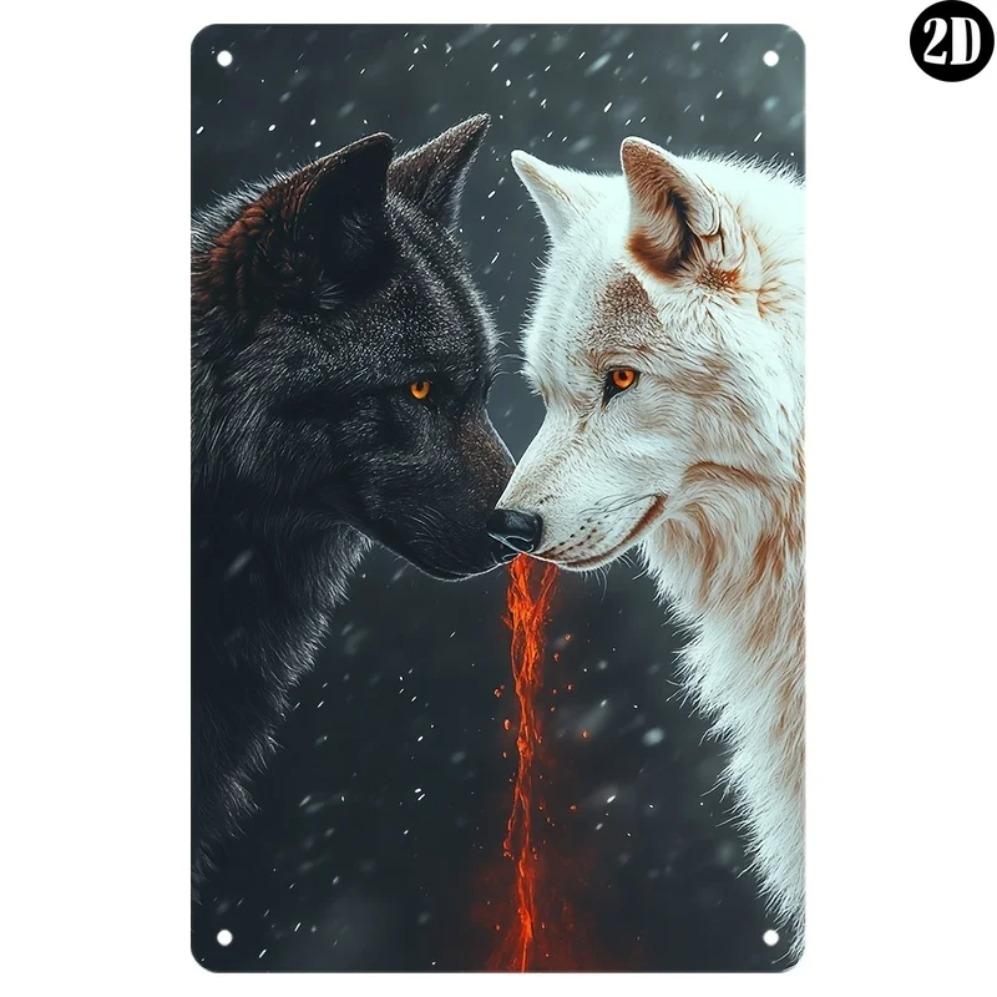 Vintage Metal Tin Sign x Inch Dueling Dogs Wall Decor for Home Garage Bar