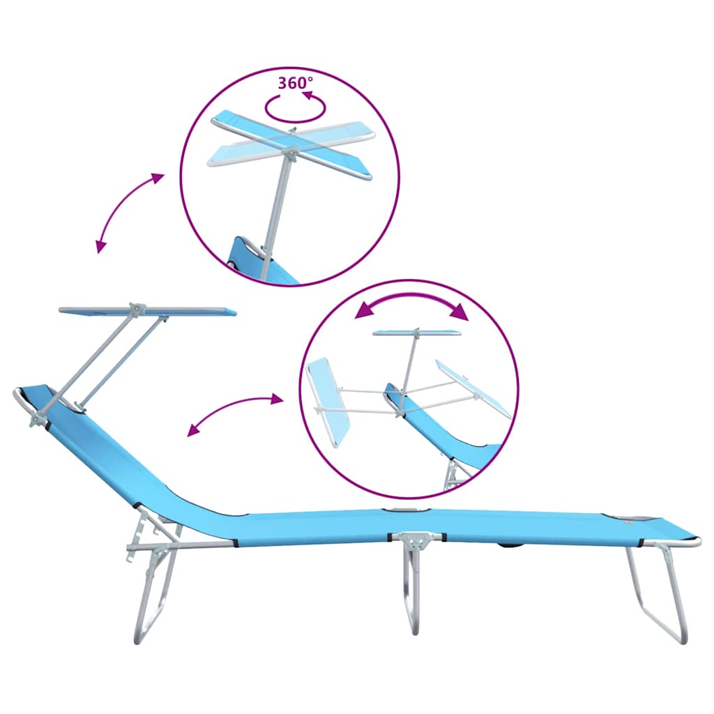 Sun Lounger 2 pcs Light Blue 58 x 188 x 77 cm Polyester
