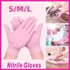 Pink Nitrile Gloves Disposable Latex Household Gloves Elastic Waterproof Durable Multifunctional Cleaning Work Gloves