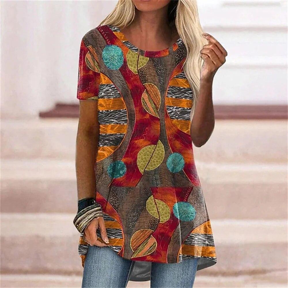 New Summer Casual Women Tshirt Loose Flower Digital 3D Printing Short Sleeve O-neck Pullovers Top Fashion Daily Street Tees