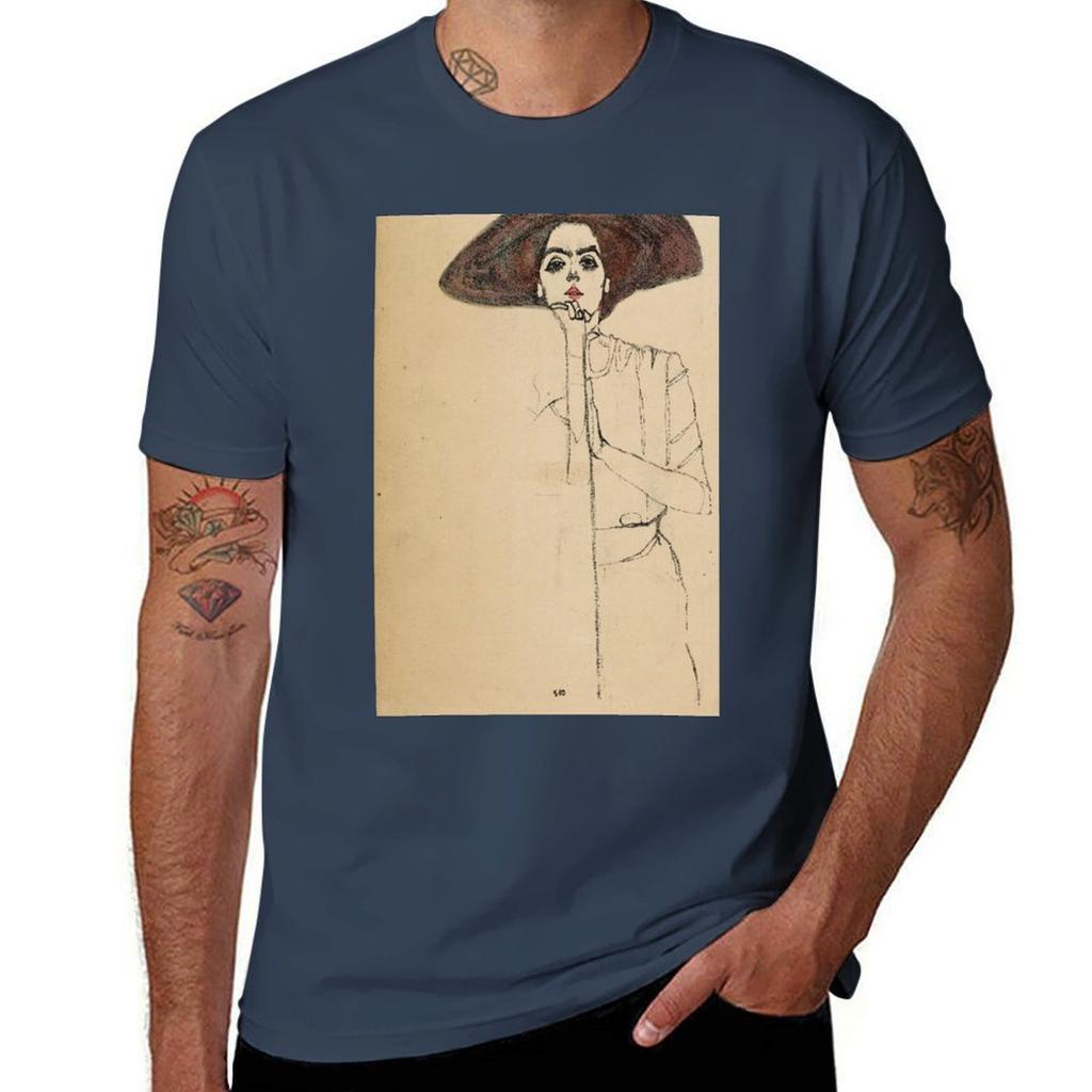 Egon Schiele Portrait Of A Unisex Tshirt Stain Resistant Casual Tee