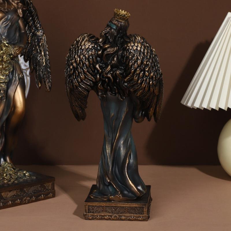 Статуи греческих мифологических фигур Богиня богатства статуэтка Счастливый ангел богатства Полимерная скульптура Домашний офис Настольный декор