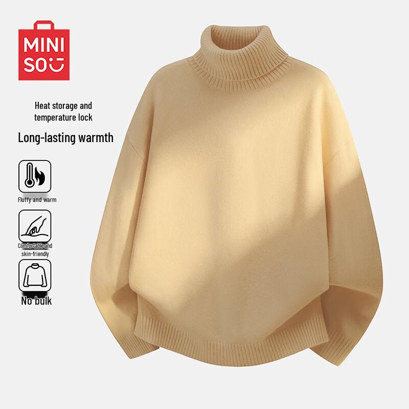MINISO Мужской повседневный вязаный свитер с высоким воротником свободного кроя