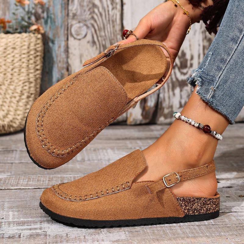 Новая женская обувь с большим носком и открытой пяткой, удобная замша на мягкой подошве, ретро-стиль