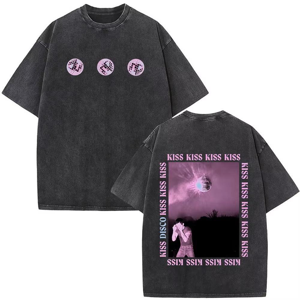 Kiss All The Time Disco Occasionally Album Vintage Washed Tshirts Men Women Clothing Fashion Hip Hop Short Sleeves T Shirt