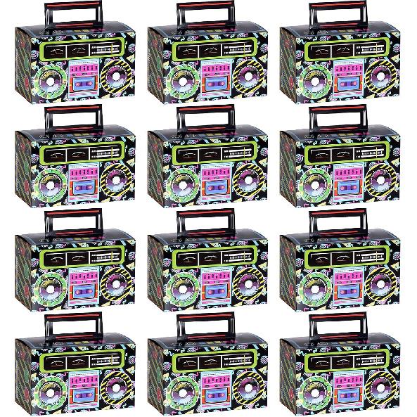 12 Pieces 80s 90s Novelty Boom Favor Boxes Boomboxes Prop Radio Decorations Table Centerpieces Decor for Retro 1980s Theme Hip Hop Party Adult Women