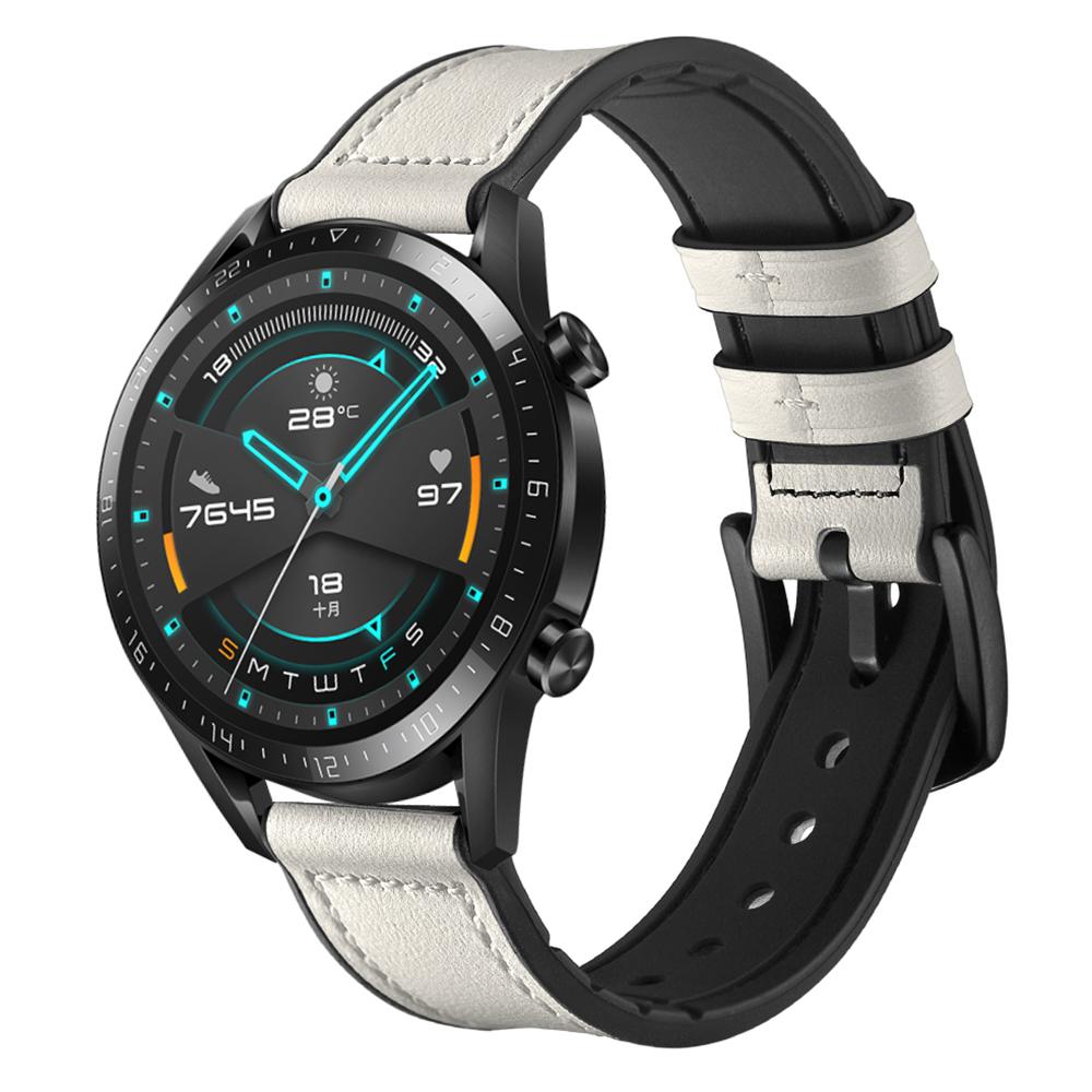 Genuine Leather Coated Silicone Smart Watch Strap [22mm width] for Huawei Watch GT2 46mm