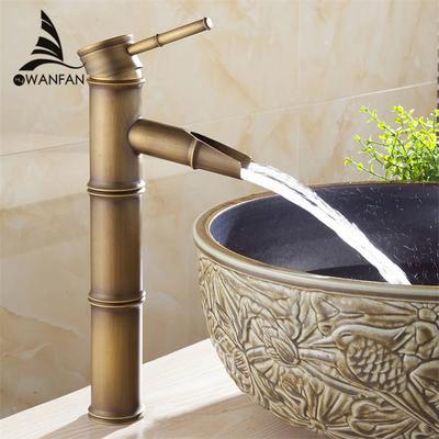 Смеситель для раковины Antiqiue Brass Bamboo Waterfall, смеситель для ванной комнаты с одним рычагом, смеситель для ванной, водопроводный кран, краны для туалета ZLY-6660