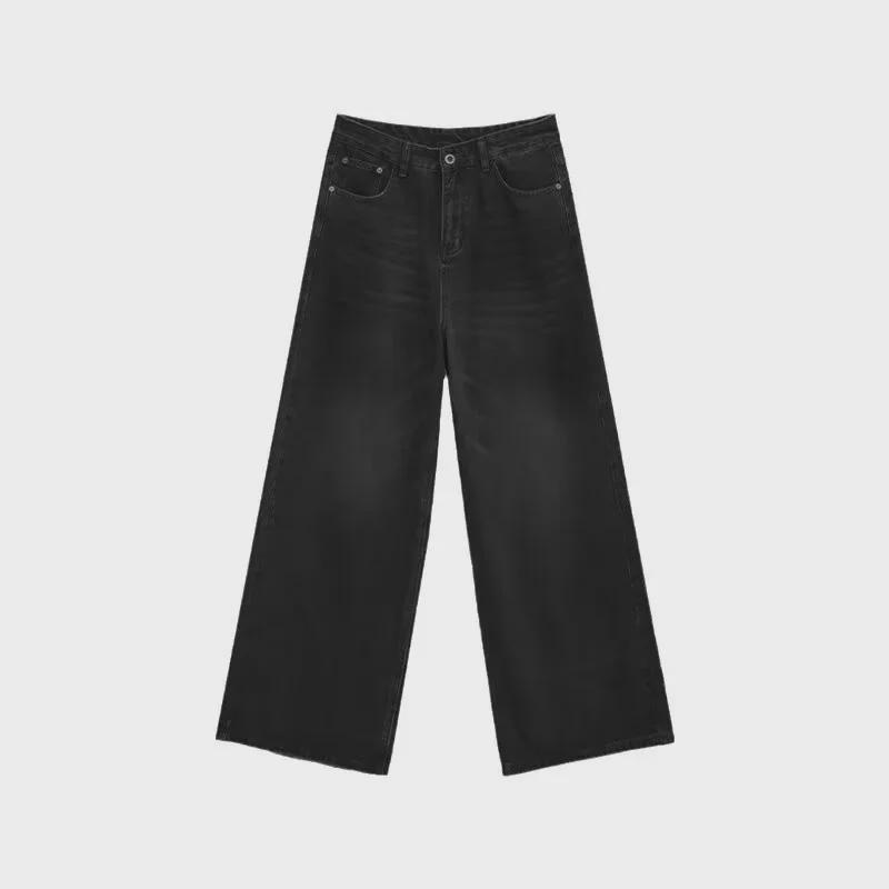 Мужские осенние расклешенные джинсы в стиле ретро: Трендовые свободные брюки прямого кроя с широкими штанинами