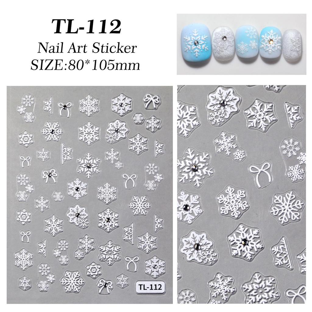 Кристальные Алмазные 5D Рельефные Наклейки для Ногтей «Ледяная Синяя Снежинка» - Зимние DIY Украшения