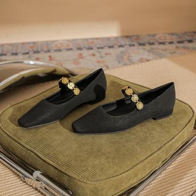 22309 туфли на плоской подошве женские на толстом каблуке новые с квадратным носком с ремешком Мэри Джейн ретро с мелким вырезом матовые на низком каблуке одинарные туфли