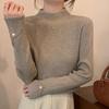 Кофейного цвета полувысокий ворот вязаный базовый свитер для женщин осень и зима тонкий внутренний свитер верх
