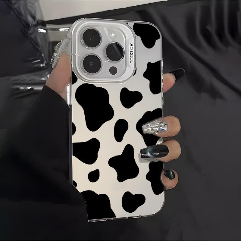 Один чехол для телефона с узором «коровья шкура» подходит для iPhone 17 16 15 14 13 12 11 Pro/ Max/Plus, противоударный и защищающий от падений