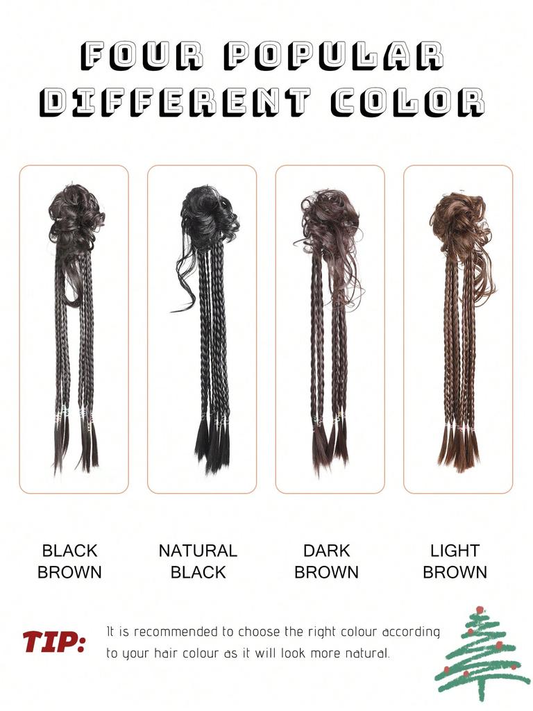 Синтетические волокнистые длинные косички для наращивания волос с резинкой 22 дюйма, боксерские плетеные волосы с небрежным пучком для женщин на каждый день
