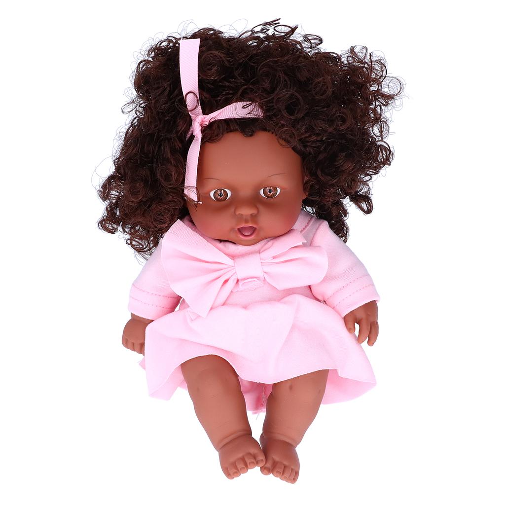 Lifelike Baby Play Doll African Girl Dolls Children Kids Toddler Toy Birthday Gift 25cm Celsius 9.8in