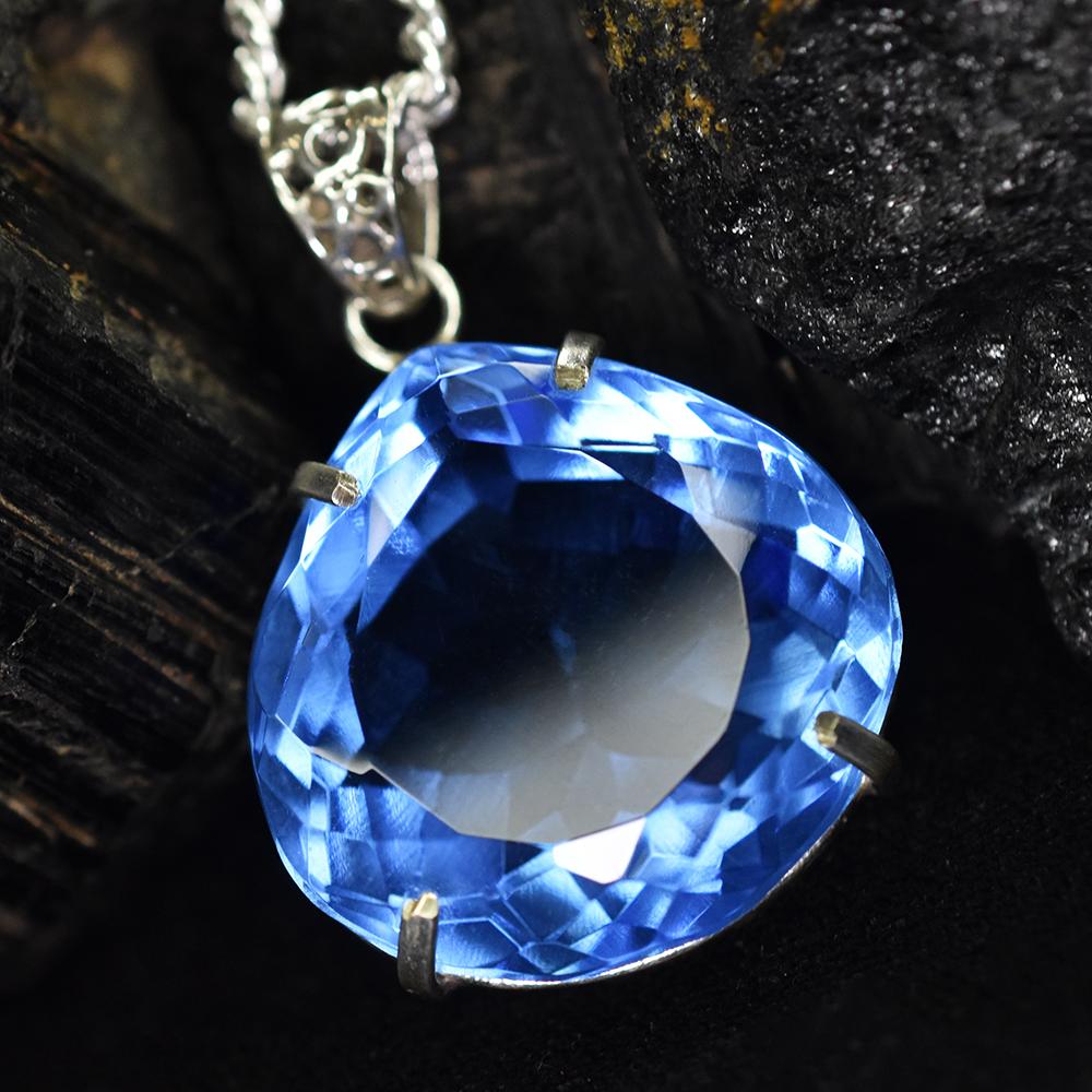 Lab CREATED 110.9 Ct CERTIFIED Blue Topaz Pear Pendant A Grade Jewelry Gems MY-PD-122-NS