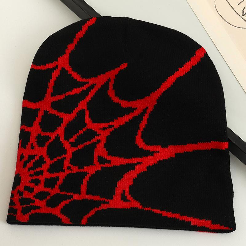 Fashion Knitted Spider Web Design Beanie Hats Y2K Men Women Accessories Winter Warm Cap Hip-hop Street Cap Halloween Gift