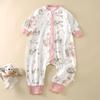 Four-Season Pure Cotton Baby Romper with Three Zippers