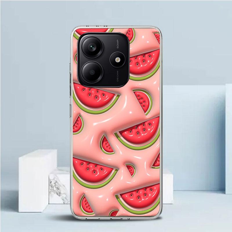 Летний арбузный чехол для телефона Xiaomi Redmi Note 15 14 14S 13 12S 12 Pro Plus 11S 11 11T 11E 10S 10 + Мягкая задняя крышка из ТПУ