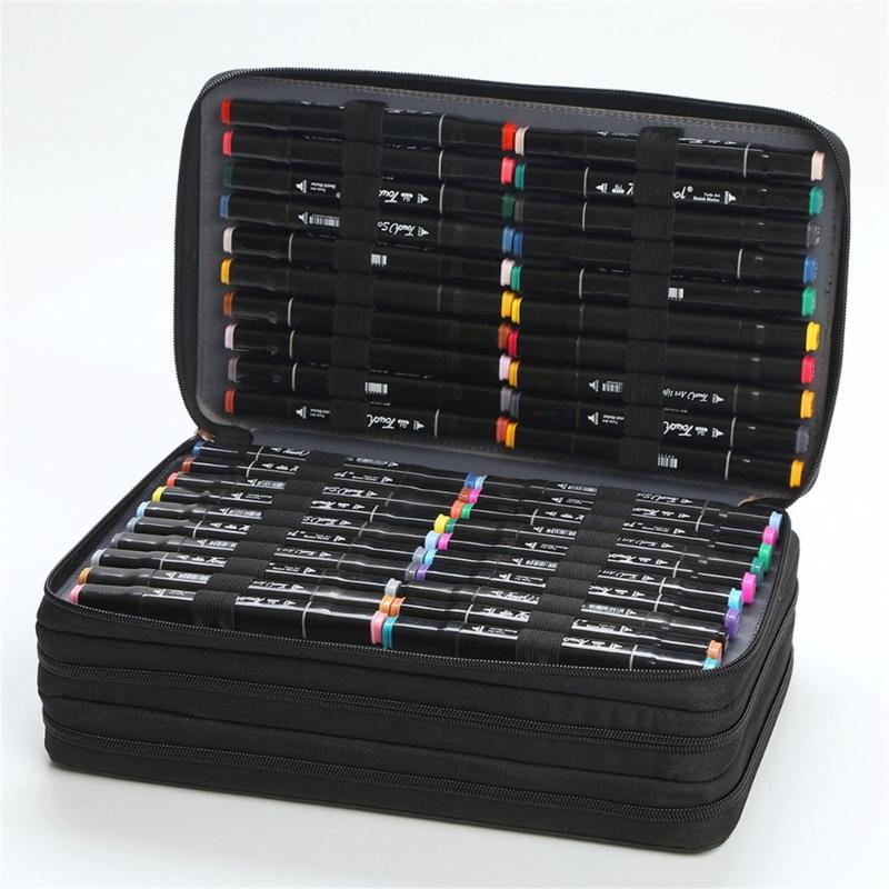 Большой органайзер-переноска для маркеров, сумка для хранения 120 маркеров с плечевым ремнем для кистей, ручек, художественных принадлежностей