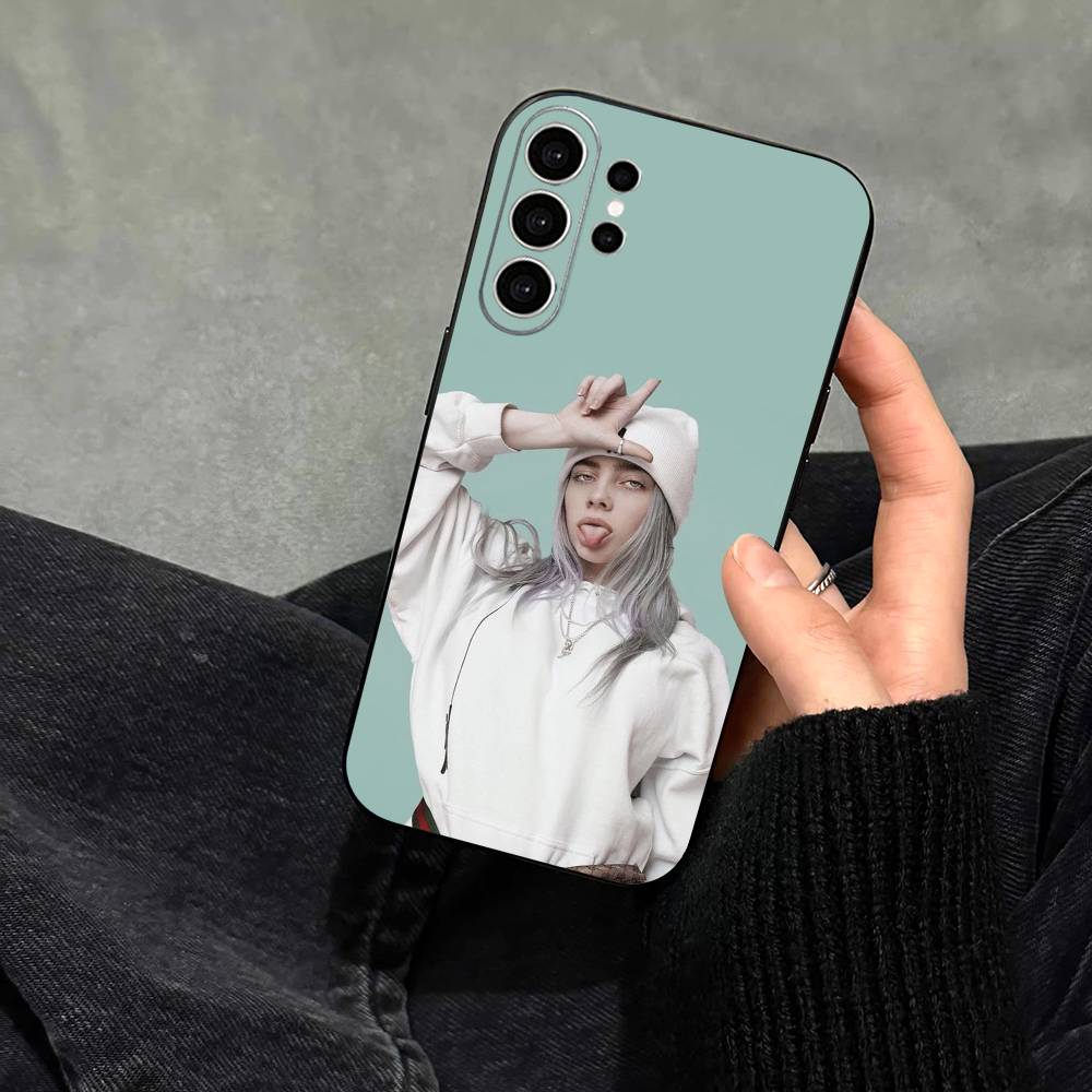 Чехол для телефона Singer B-Billie Eilish для Samsung S25, S24, S21, S22, S23, S30, Ultra, S20, Plus, Fe, Note, 10, 9, 5G Черный