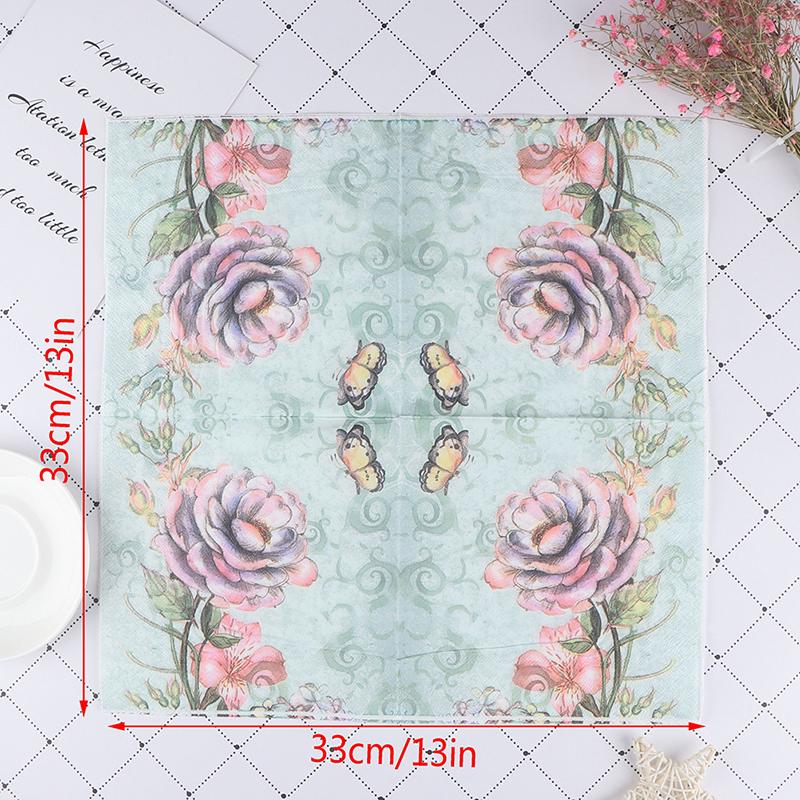 20шт салфетки бумажные декупаж ткани цветы свадьба день рождения украшения своими руками