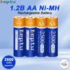 Аккумуляторные батареи KEPTU 1,2 В AA 2500 мАч Ni-MH 100% оригинальная батарея высокой емкости AA для игрушек-камер KTV