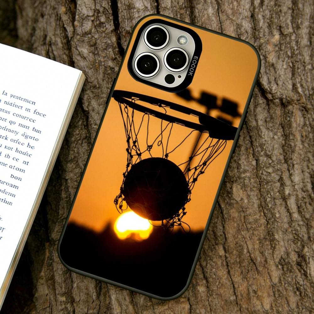 Чехол для телефона «Баскетбол на закате» для iPhone 17,16,15,14,13,12,11 Plus,Pro Max,XS,Красочный серебристый чехол для телефона Funda Cover