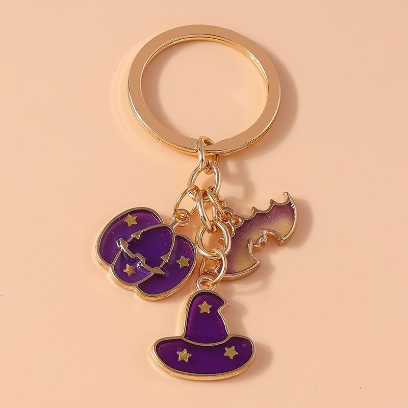 New Enamel Halloween Pumpkin Keychain Bat Ghost Key Rings Pendants for Car Key Holder Handbag Decor DIY Handmade Jewelry Gifts