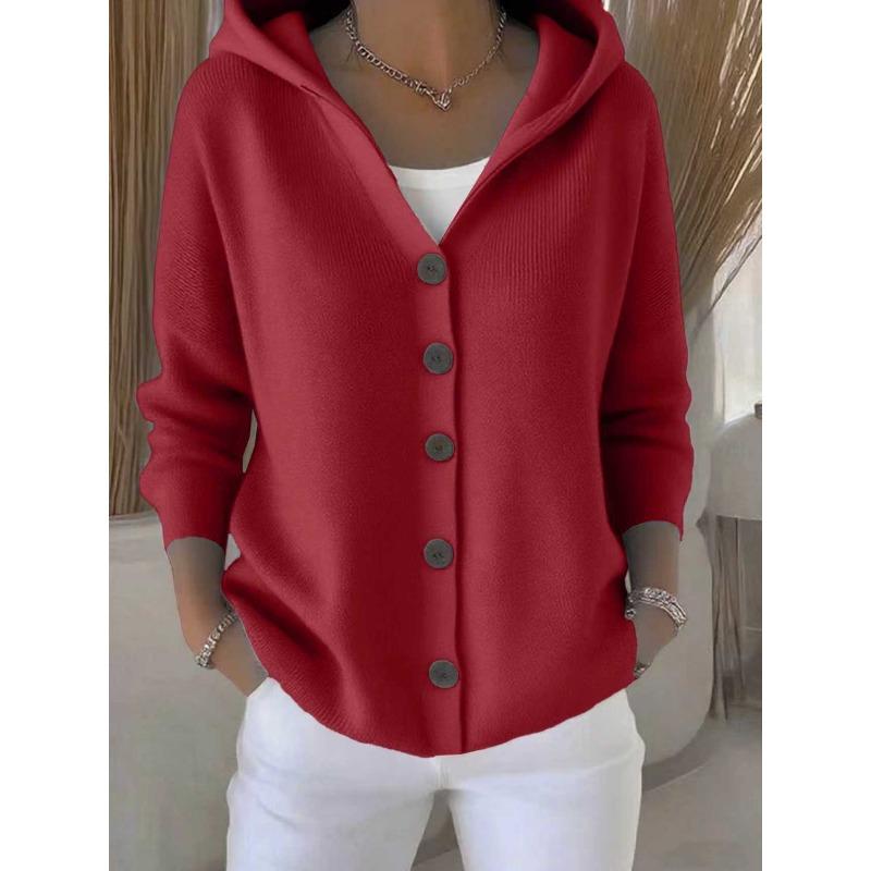 VEZFAA Женская мода повседневная осень-зима однотонный принт длинный рукав с капюшоном свитера