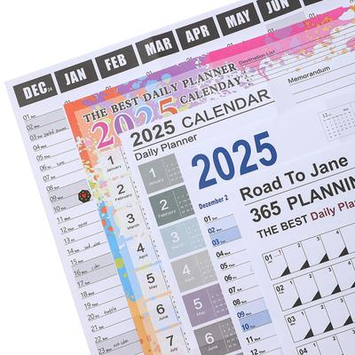 Календарь на 2025 год, полноценный годовой календарь на одну страницу, ежегодный настенный календарь с наклейками, складывается из бумаги