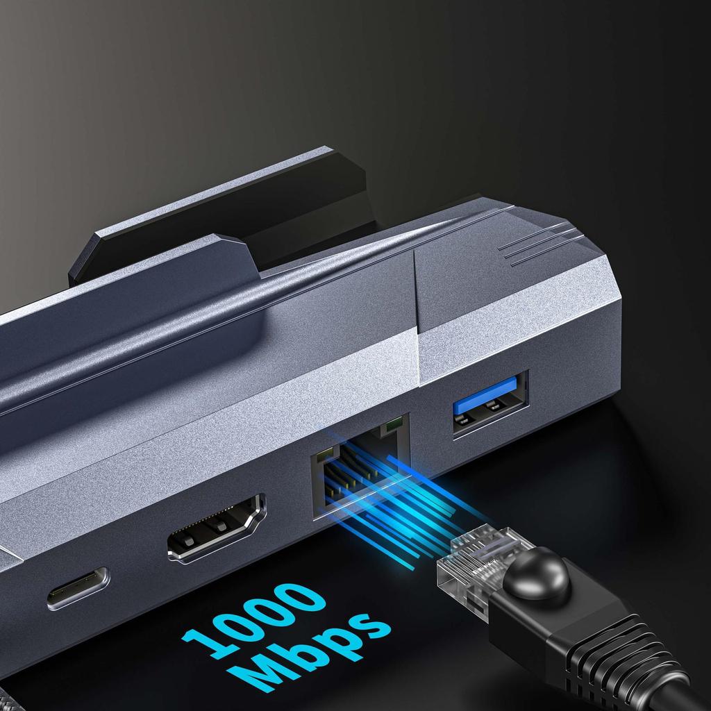 Док-станция расширения 6-в-1 USB-C - HDMI для Steam Deck, консолей Nintendo, ROG с поддержкой Gigabit и 4K