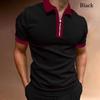 Men's Short Sleeve Tops Patchwork Color Collar Trendy Loose Polo Shirts