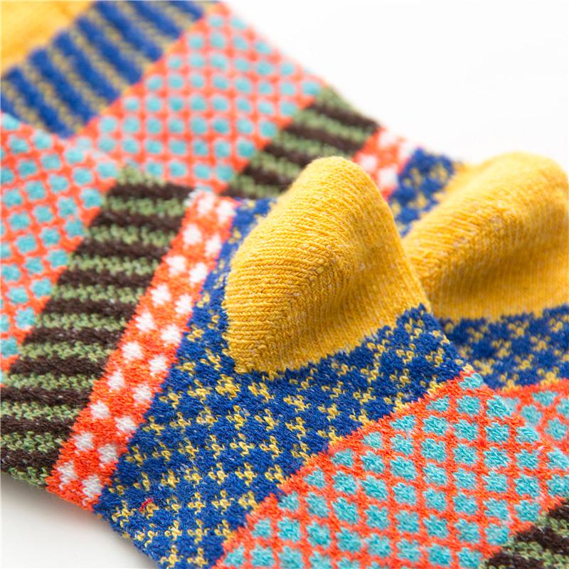 Thicken Women Socks Retro Style Cotton & Woolen Warm Socks Comfortable Soft Yellow Pink Winter Sock