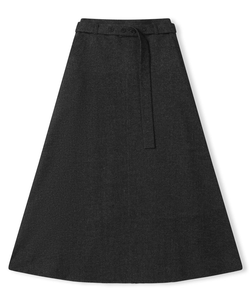 Jun By Jun K Clementine Belted Skirt_Charcoal Gray