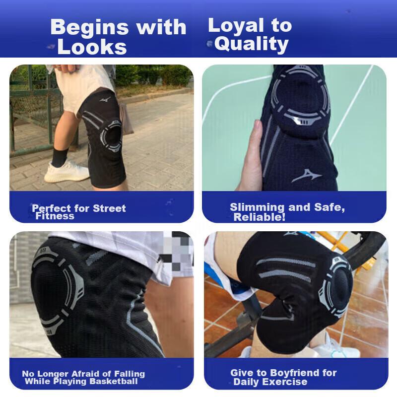 Mizuno Наколенник для Suitablen, Профессиональная спортивная защитная экипировка для бега, бадминтона, пешего туризма, баскетбола, Черно-серый, Размер L