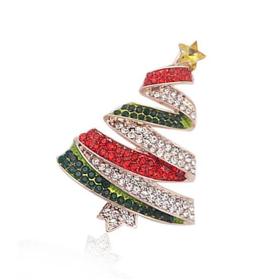 Женская брошь, булавка в форме рождественской елки, ювелирные изделия со стразами, изысканная универсальная блестящая брошь, одежда