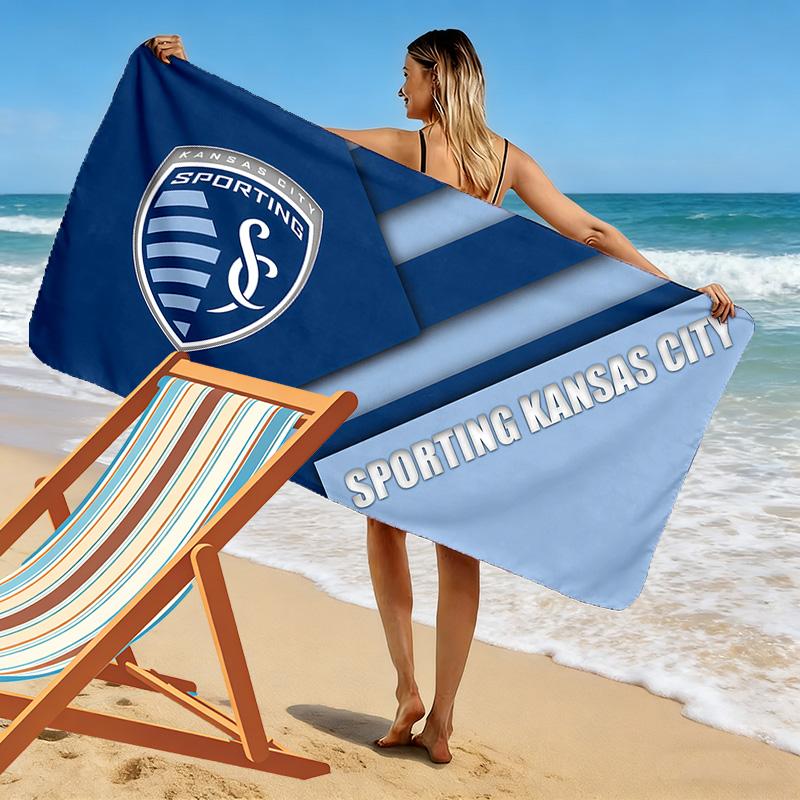 Sporting Kansas City Print Beach Towel, Large Soft Quick Dry Towel for Beach Camping Swimming