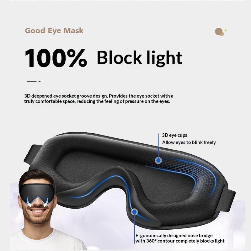 3D Weighted Sleep Eye Mask Ergonomic Light Blocking Blindfold Adjustable Strap Comfortable Eyemask for Insomnia Travel
