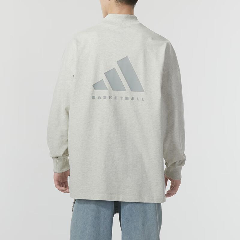 adidas Алфавитный логотип с принтом Спортивная беговая фитнес-тренировка Повседневная футболка с длинными рукавами Топы унисекс Серый IX1971
