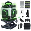 POXITY 4×360° Green Laser Level, 16-Line Self-Leveling/Manual Tilt, Remote, 2×2400 mAh Batteries, IP54 (with Mounting Kit)