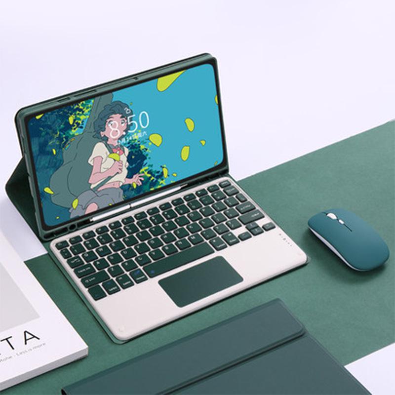 Совместимый чехол-клавиатура Bluetooth для планшета Samsung A11+ с тачпадом, слотом для стилуса и съемной кожаной крышкой для A9plus X210.