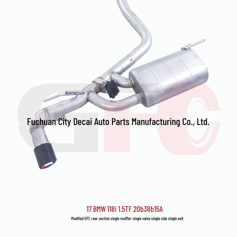 Compatible BMW 118i F20 1.5T B38 B15A GFC Mid-Tail Single Muffler with Valve and Outlet.