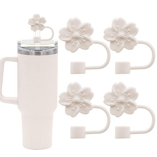 Силиконовая соломенная крышка, 10 мм, с цветочным узором, соломенные топперы, персиковый, безопасный, удобный для переноски