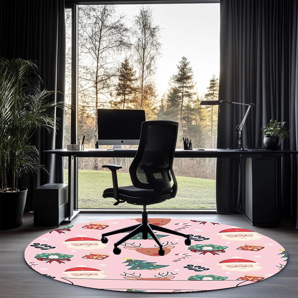 Christmas Printed Round Rug Carpet Chair Rug Area Rug Entryway Doormats,for Office Chair Living Room Bedroom Kitchen Room.