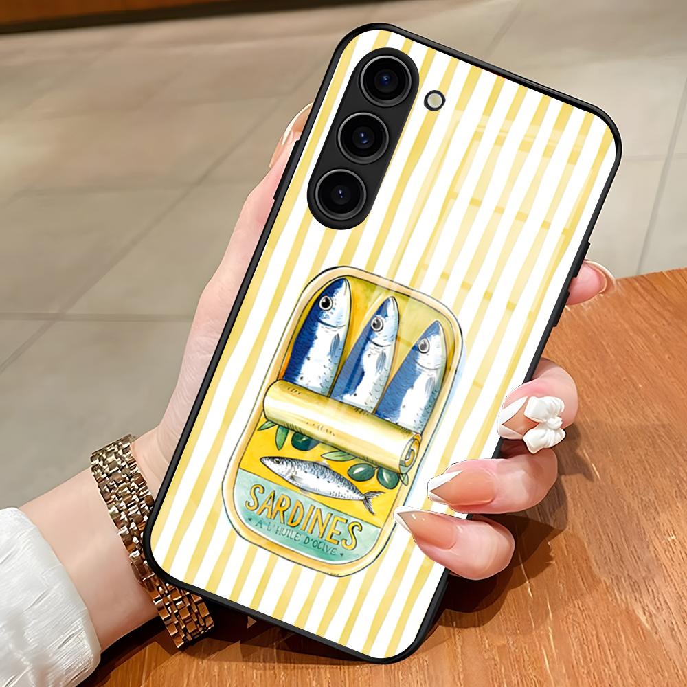 Fish Funny Sardines Phone Case For Samsung S26 S25 Edge Ultra S23 S22 S21 S20 Ultra Plus S24 Fe A54 A53 A25 Glass Cover
