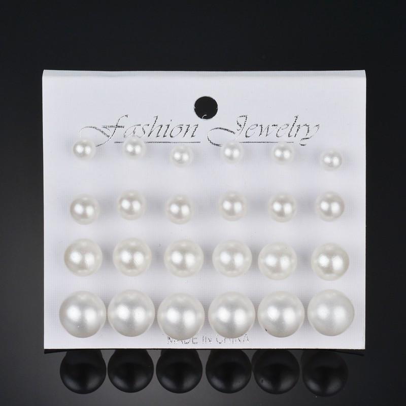 KOTiK 2024 New White Simulated Pearl Earrings Set For Women Big Small Ball Stud Ear Wedding Jewelry Brincos Bijoux