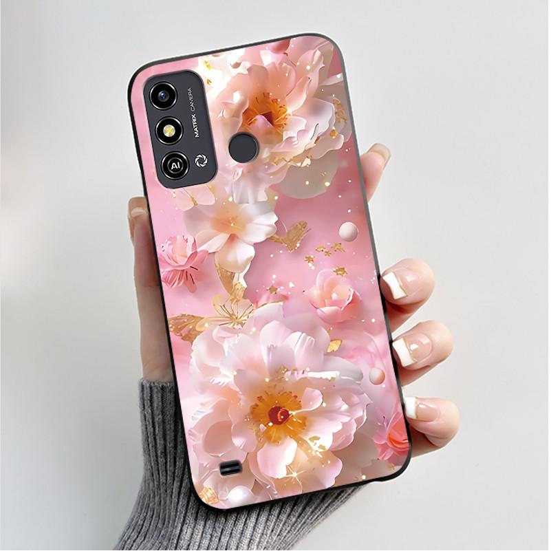 Case For ZTE Blade A53 BladeA53 Pro Casing Luxury Fashion Butterfly Flowers Black Soft TPU Silicone Protective Cover Phone Shell