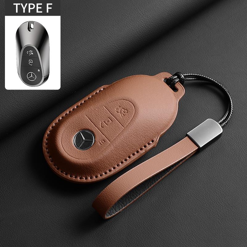 Leather Car Smart Key Fob Holder Case Cover Shell For Mercedes Benz C E S Class GLC W206 C260 C300 S450 S500 W223 W214 E300 S400