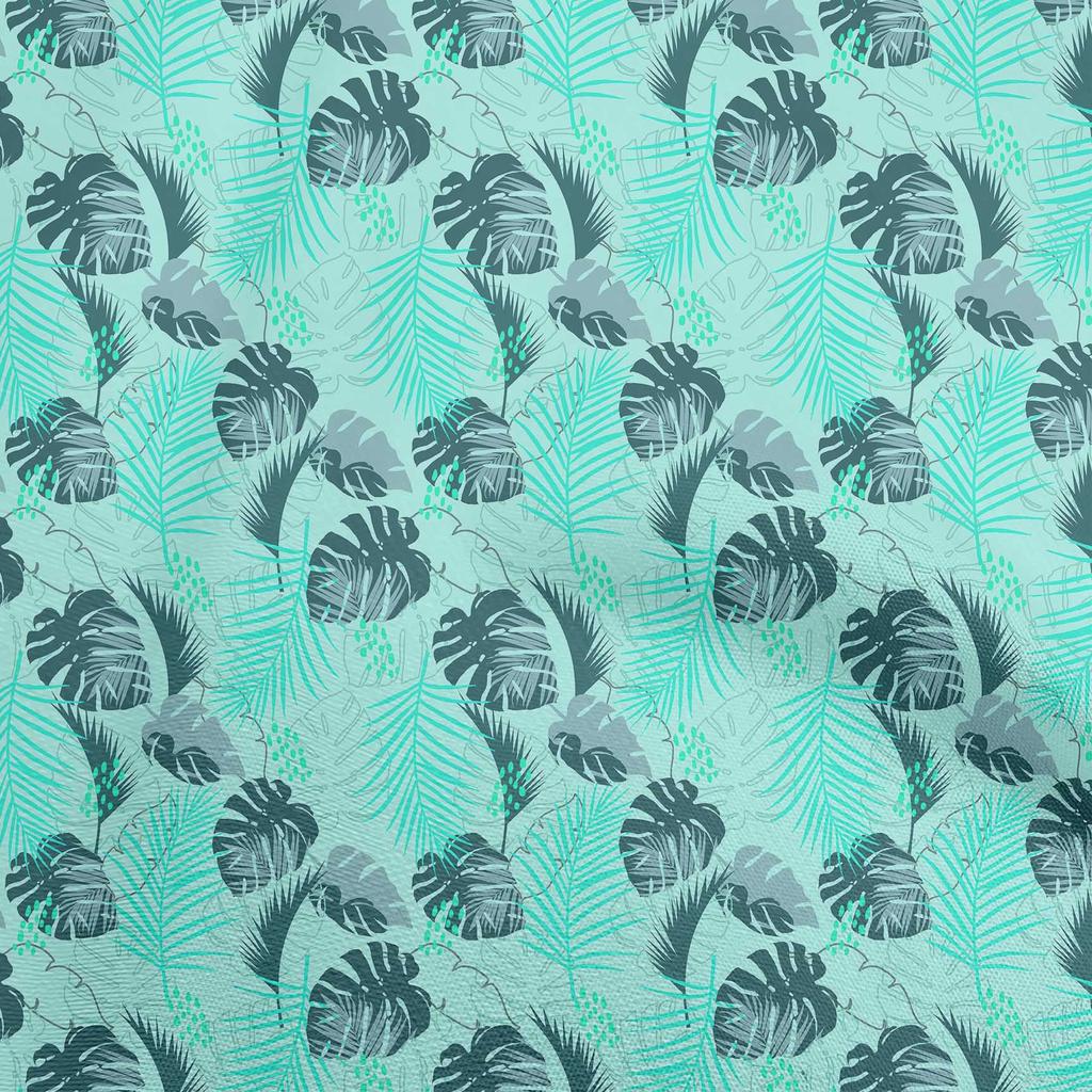 oneOone Cotton Poplin Aqua Blue Fabric Tropical Leaf Fabric For Sewing Printed Craft Fabric By The Yard 42 Inch